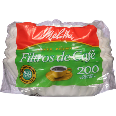 8-12 Cup Melitta Basket Filter Paper White - 200 Count